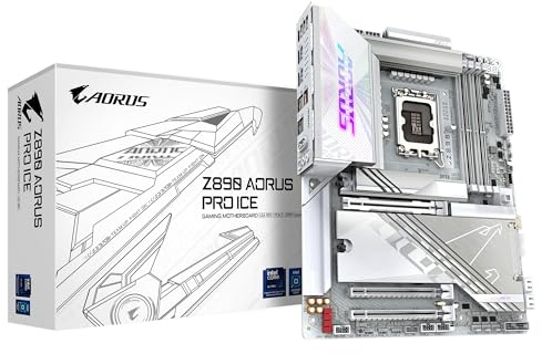 GIGABYTE Z890 AORUS PRO ICE Motherboard - Supports Intel Core Ultra (Series 2) CPUs, 16+1+2 phases VRM, up to 9500MHz DDR5 (OC), 1xPCIe 5.0 + 4xPCIe 4.0, Wi-Fi 7, 5GbE LAN, Thunderbolt 4