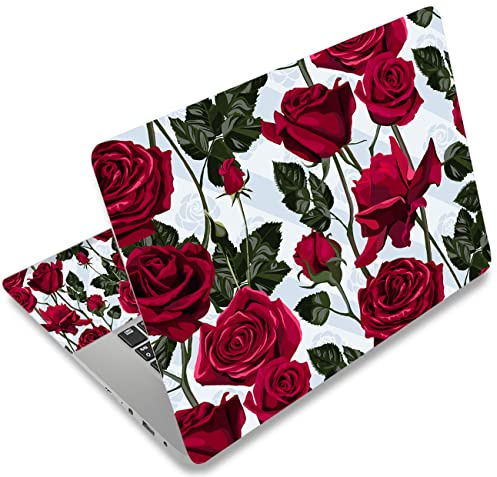 icolor Laptop Skin Sticker Decal 12 13 13.3 14 15 15.4 15.6 inch Personalized Universal Notebook Vinyl Skin Stickers Cover Art Decal Computer Protector (red rose)