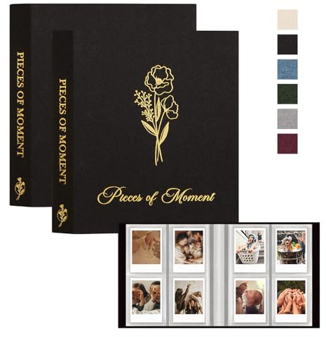 Lanpn Polaroid Photo Album Book 2x3 inch 208 Pockets 2 Pack, 52 Pages Picture Album Book for Fujifilm Instax Mini 12 11 9 99 8 40 Polaroid Snap Instant Camera Zip Printers (Black)