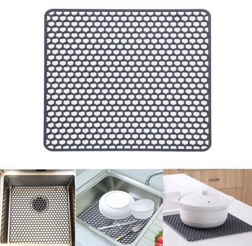 Xyvor Spülbeckeneinlage 30.5x30.5 cm, Rutschfestes Spülbeckenmatte Silikon, Weich Spülbeckenschutz Einlage, Abtropfmatte Silikon - Hitzebeständige Spülbeckeneinlage, für Obst und Gemüse