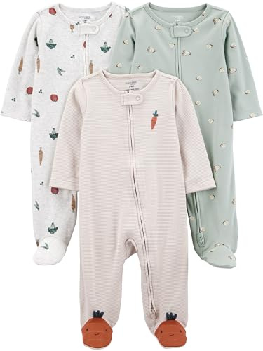 Simple Joys by Carter's Neutral 3-pack Sleep and Play, Veggie Stripe, NB