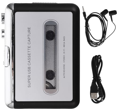 Ipetboom Convertidor de Cinta de Casete USB Portátil Alta Fidelidad sin Batería Software de Conversión Compatible PC Adecuado para Digitalizar Casetes Personales