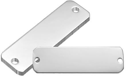 PATIKIL 4Pcs Plaques Nominatives Vierges 2 x 0.6 Rectangle Plaque Gravee | Personnalisable Laser, 304 Acier Inoxydable Miroir, naturel Avec Troues Pour Plaque Nominative Personnalisee Bureau