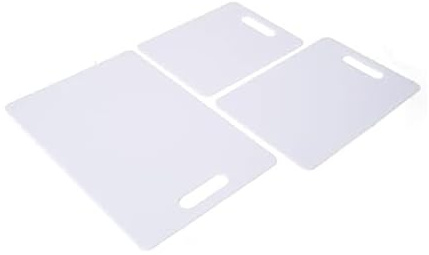 Farberware Plastic Cutting Board Set, Dishwasher- Safe Poly Chopping Board for Kitchen with Easy Grip Handles, Set of 3, White