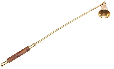 DOCHTLÖSCHER aus Messing mit HOLZGRIFF 35 cm – extralang KERZENLÖSCHER goldglänzend für ADVENTSKRANZ, Christbaum & Haushalt – MaMeMi Markenqualität