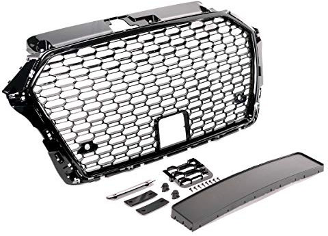 Calandra griglia radiatore compatibile con Audi A3 8V dal 2017 nido d'ape nera lucida