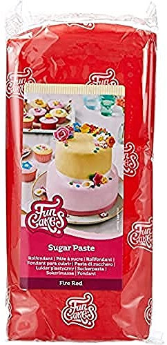 FunCakes Rollfondant Fire Red: Einfach zu verwenden, glatt, flexibel, weich und biegsam, perfekt zum Dekorieren von Kuchen, halal, koscher und glutenfrei, 1 kg (1er Pack)