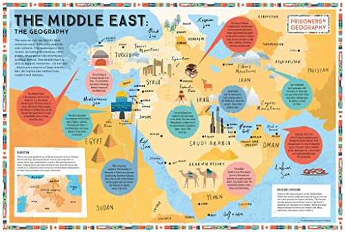 Prisoners Of Geography - The Middle East Map - 120cm X 85cm Illustrated Wall Map Of Tim Marshalls Prisoners Of Geography - Educational Resource For Students, Teachers, Hobbyists