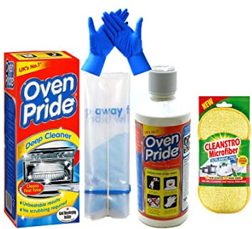 Oven Pride Oven Cleaner (500 ML)- Oven Cleaning Kit for Oven, Oven Shelf & Oven Racks- A Grade Scrubbing Pad with Gloves & Bags – Pro Kitchen Cleaner Kit with Elbow Grease dual surface scrubbing Pad