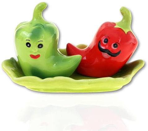 Lustige Salz und Pfefferstreuer • Salz und Pfeffermühle Set • Geschenk zum Einzug ins Haus • Salz und Pfefferstreuer Set Lustig • Lustige Wichtel Geschenke • Geschenk Neue Wohnung (Paprikas)