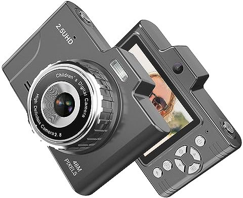 Andoer Digitalkamera,1080P 48MP Fotokamera Kompaktkamera Tragbare 2,8 Zoll Vlogging Kamera mit 8X Digitalzoom, Geschenk für Jungen, Mädchen, Kinder, Erwachsene, Teenager, Studenten, Schwarz