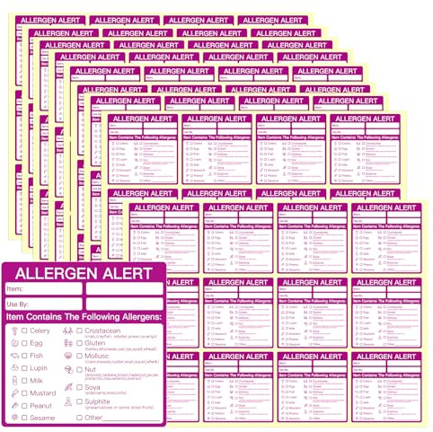 KSIWRE Allergy Warning Labels - 240PCS, Commercial Kitchens and Catering (5x5cm)