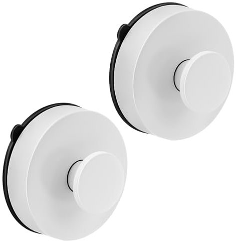 flintronic Crochets Ventouse Sous Vide, 2 pièces Crochet Mural d'Aspiration, ABS Ventouse Salle de Bain Étanche, Amovible et Réutilisable Crochet Mural Ventouse pour Cuisine, Porte en Verre (Blanc)