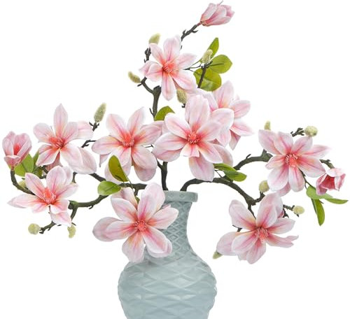 Zythrem künstliche blumenstrauß künstlich Rosa Künstlich Magnolie kunstblumen Fake Blumen deko Blumen für Indoor Outdoor Geburtstag Hochzeit Tischaufsätze Heim Dekor