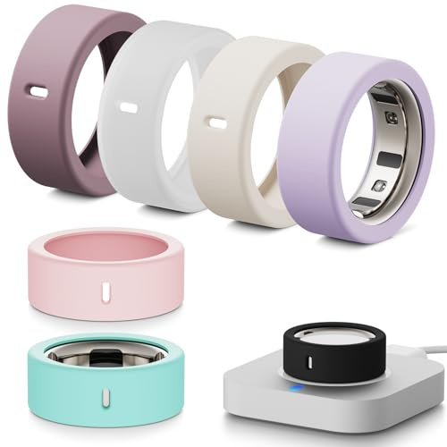 Hexasider Smart Ring Protection pour Oura Gen 4/3/Ultrahuman Ring - Lot de 6 coques en silicone élastique anti-chute (taille S pour 4/5/6/7)