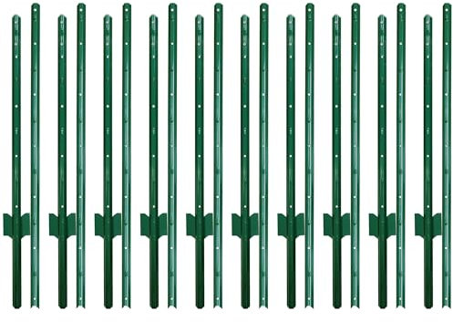 ARIFARO 185cm / 6ft Postes de Valla de Metal, Paquete de 10, Postes en U Resistentes para Jardín, para Valla de Alambre, Postes de Acero para Patio, Alambre al Aire Libre