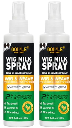2PCS Wig Milk Spray for Synthetic Hair, Leave-In Conditioner Wig Detangler Spray for Human Wigs, Conditioner ＆ Detangler 2 in 1 Moisturizer, Hydrates & Replenishes Synthetic Hair Wigs Easy Combing