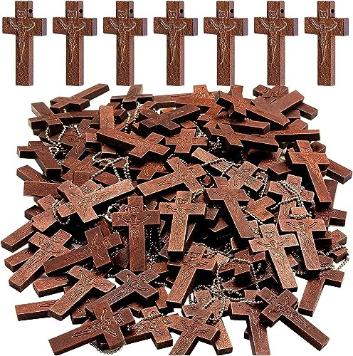 Confezione da 100 piccole croci in legno Schütte - cristiano/religioso/Gesù/Bibbia Fede Regali per uomini e donne per l'artigianato, ciondoli a forma di croce ciondoli gioielli auricolari collana