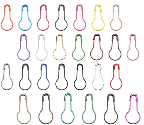 Henyall 100 Pcs Bulb Safety Pins - Strong Metal Fasteners, Assorted Color Pear/Gourd Shaped Locking Pins for Knitting, Crochet, DIY Crafts & Sewing （10 Colors,Random)