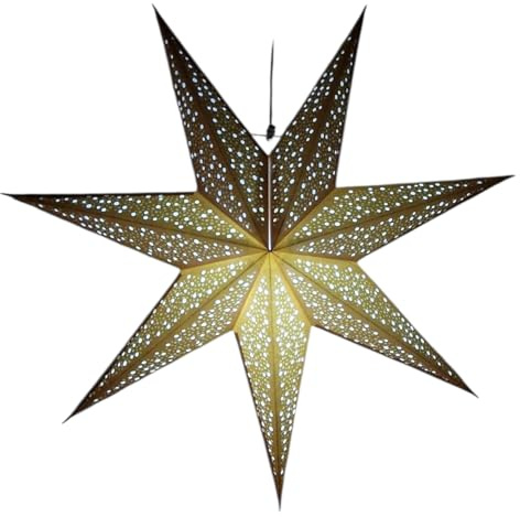 YEPSIO Lantern Lampshade Paper Star Light Shades Large 60cm Hanging Decorations for Christmas Wedding Home Decoration Birthday Party Foldable 7 Pointed Star (Golden)