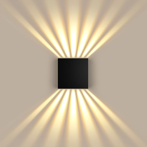 JVURICE LED Wandleuchte Innen/Außen IP67, Wandlampe Aluminium im Up Down 3000K Warmweiß, 12W Moderne Wandleuchten Dekoration für Wohnzimmer, Schlafzimmer, Korridor & Treppenhaus, Schwarz