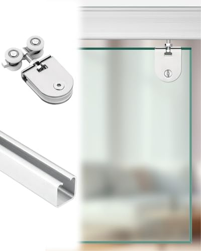 åTkomstpanel Byte Av Övre Skena för Duschskjutdörr I Glas, Gitterstyrning för Glasdörrar Med Tjocklek 5 till 8 mm, Beslagsats för Kommersiella Skjutdörrar(Style-a,86inch/218.4cm)