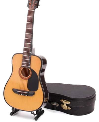 Veemoon Mini Guitare Décorative 10 Cm en Matériau Solide, Modèle Réaliste D’Instrument de Musique, Accessoire Pédagogique et Décoration Intérieure pour Présent D’Anniversaire