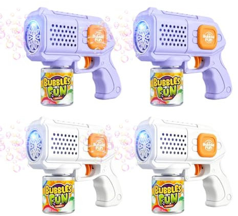 4 Pièces Pistolet à Bulles Automatique - Portable Solution, Lumières LED