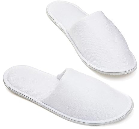 NATURECA 10 Paires Chausson Hotel Jetable, Pantoufle Maison Femmes et Homme/Chausson invites lot, Chaussons Usage Unique, Slippers Hotel Taille Unique, Blanc