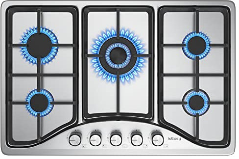 Placa de cocción a gas (acero inoxidable – encimera de 5 fuegos)