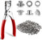 Grommet Eyelet Pliers Set, 1/4 inch Grommet Tools Kit Metal Eyelets Tool with 300 Metal Eyelets, Eyelet Tool Kit for Belts/Leather/Shoes/Workbooks/Apparel (Silver)