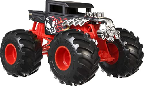 Hot Wheels Monster Trucks, Oversized Monster Truck, 1:24 Scale Die-Cast Toy Truck with Giant Wheels and Cool Designs, HNM40