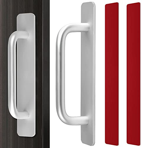 Kleemeiero 2 STK Möbelgriff 147mm Türgriff Aluminium Küche Griffe Schrankgriff Selbstklebende Schubladengriff Silber Griffe Küchengriff Schranktürgriffe Stangengriff für Kleiderschrank Schiebetür
