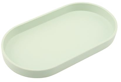 VCREATC Green Small Tray (10 inch), Oval Tray for Kitchen Counter, Bathtub Bathroom Vanity Items, Countertop Organizer, Coffee Accessory, Bar, Serving Seasoning, Salt and Pepper, Soap, Perfume.