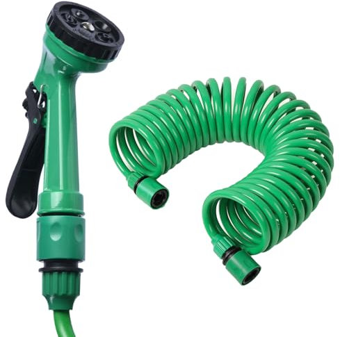 Ayizhiniu Manguera Espiral Flexible Agua, Manguera Extensible Jardin, Manguera Jardin, Manguera Flexible 5 Modalidades de Riego, Aplica a Riego Conveniente de Plantas el jardín (20cm)