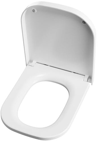 CECIPA Toilet Seat with Soft-Close Mechanism, Square Toilet Lid, Soft Close Toilet Lid, Toilet Seat White, Toilet Seat Families, Automatic Toilet Seat Quick Release Function, Toilet Seat Square