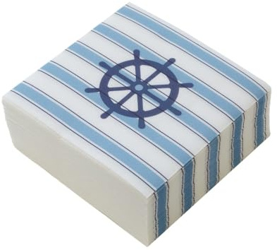 40 o 200 Tovaglioli punta a punta in carta 2 veli 38x38 cm VARI COLORI ideali per casa ristorazione attività commerciali (Mare Ancora e Timone, 200 pz)