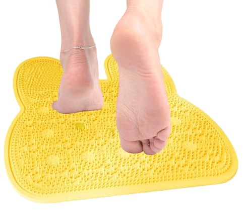 Iouyjiu Brosse De Dos Pour Douche - Coussin En Silicone À Ventouses | Tapis Nettoyeur Pour Dos Et Pieds Lapin,Pour Femmes Personnes Âgées Famille Maison Sol Massage