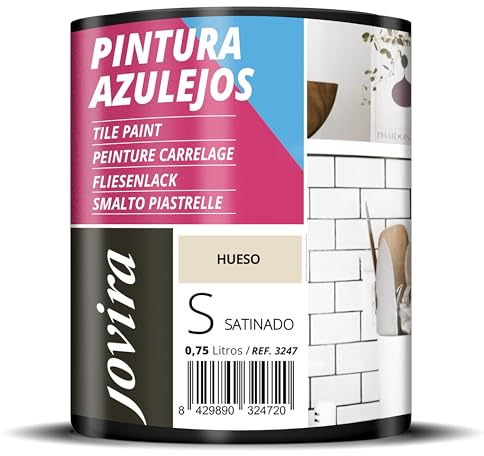 JOVIRA PINTURAS Pintura para Azulejos al Agua, Satinado. Da una imagen nueva a tu cocina y baño. (750 Mililitros, Hueso) -T