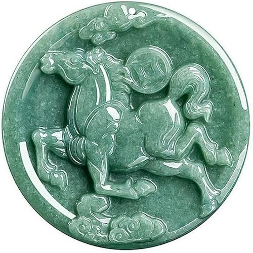 Colliers pour Femmes, Collier de Jade de Glace de Marque de Pendentif de Cheval Chinois de Haricot de jadéite de qualité Naturelle