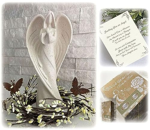 Engel Statue Beileidsgeschenk Gedenkstätte, Beerdigungsblumen Alternative, Komfort Trauer, geliebter Menschen Verlust, Kondolenzen ausdrücken, jemand geht weg, Gedenkfiguren für Familie, Freund