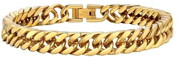 PROSTEEL Mens Bracelet Chain Stainless Steel Cuban Link Bracelets Gold Plated Chunky Heavy Jewellery for Boys Teen 8mm 21cm