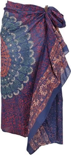 GURU SHOP Foulard fin, sarong, tenture murale, mandala, robe sarong, homme/femme, rouge, coton, taille : taille unique, Modèle 16, taille unique