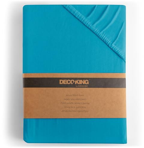 DecoKing Spannbettlaken 180x200 200x200 cm 100% gekämmte Baumwolle Zyan Blau Spannbetttücher Jersey Boxspringbett Amber 180 x 200 200 x 200