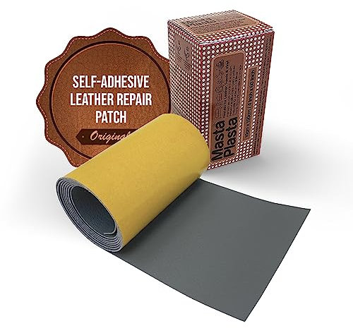 MastaPlasta Instant Leather Repair Patch - Grey 150cm x 10cm (60 x 4 in). Your Quick and Easy All-in-One Upholstery-Quality Leather Repair Kit for Sofas, Car Seats, Bags & DIY