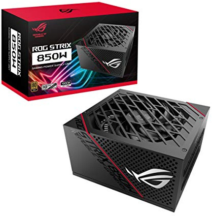 ASUS ROG STRIX 850W Gold PSU, Power Supply (ROG heatsinks, Axial-tech fan design, dual ball fan bearings, 0dB technology, 80 PLUS Gold Certification, fully modular cables, 10-year warranty)