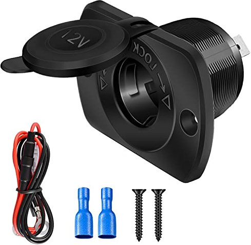 Presa Accendisigari Auto,12V-24V DC Presa Accendisigari Adattatore Impermeabile con Fusibile e Cavo di Collegamento da 0,6 m, per Auto, Moto, RV, Navi,Barca (1pcs)