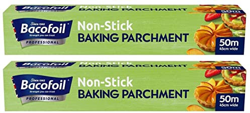 Professional Non- Stick Baking Parchment Paper Premium Quality Greaseproof Paper Fridge & Freezer, Microwave and Oven Safe (up to 220°C) – 450mm x 50m - Pack of 2