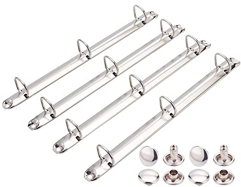 BENECREAT 4Pack Stainless Steel A4 Notebook 3-Ring Binder Mechanism, D Rings, Loose Leaf Binding Spines Combs for Organizers Planners