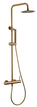 Mice Duschsäule mit integriertem Einhebelmischer aus Edelstahl, extra flache Duscharmatur, goldfarben, gebürstet